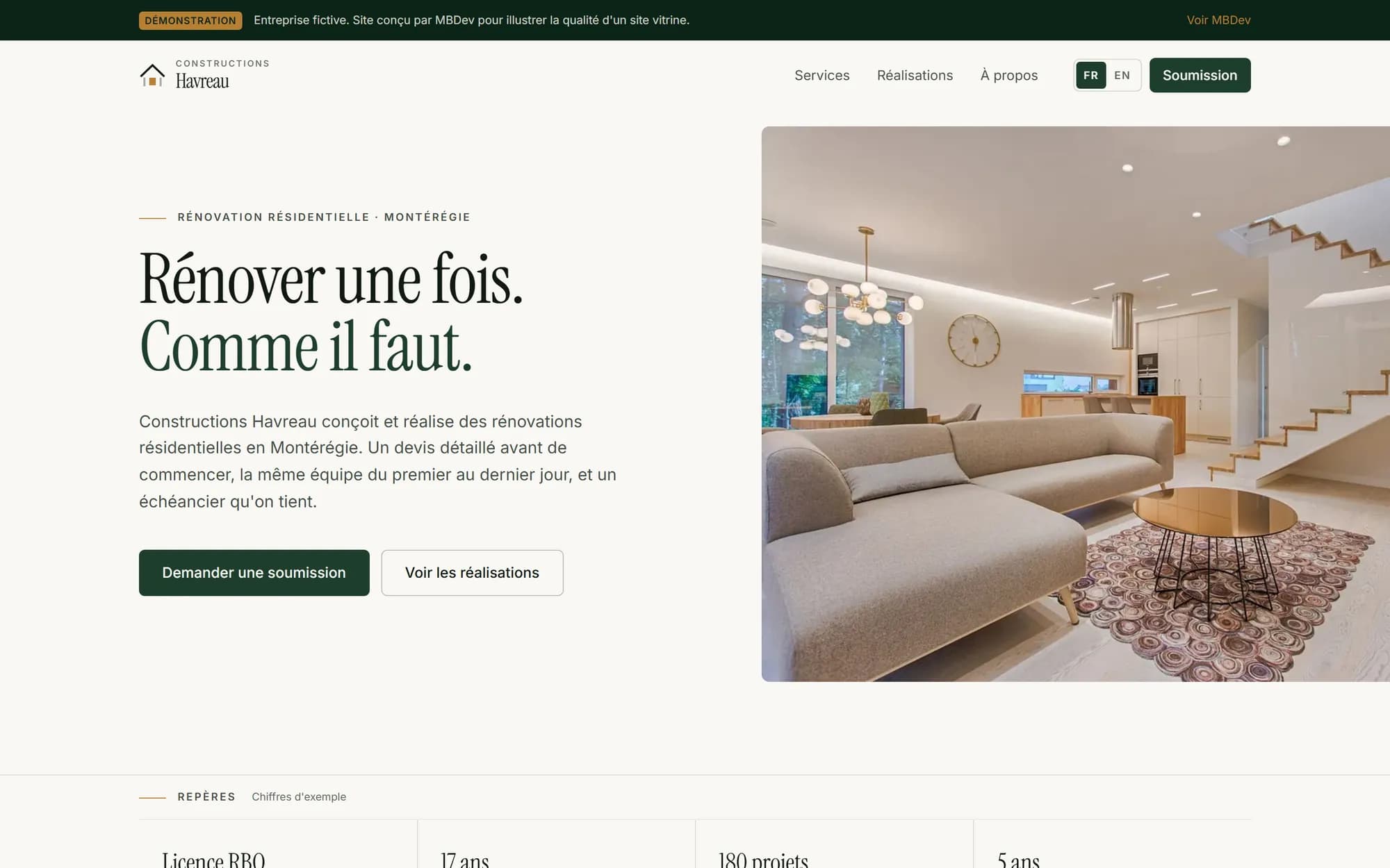 Page d'accueil de Constructions Havreau