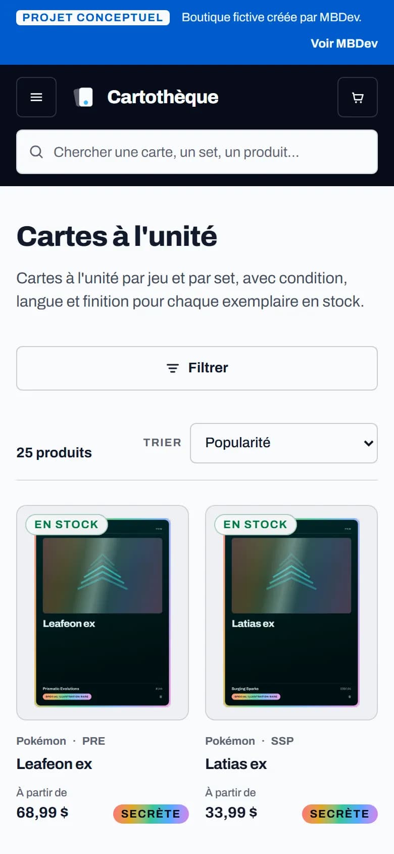 Cartothèque sur téléphone