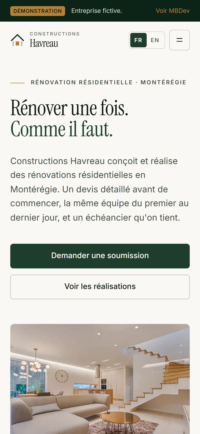 Constructions Havreau sur téléphone